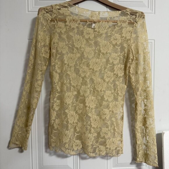 Truly Yours Lace Top Cream Long Sleeve Chic Glam - Picture 2 of 8